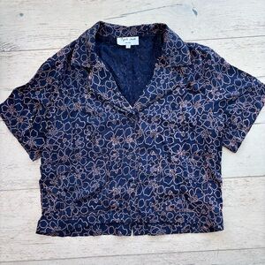 Rujuta Sheth Floral Button Down Shirt in Navy